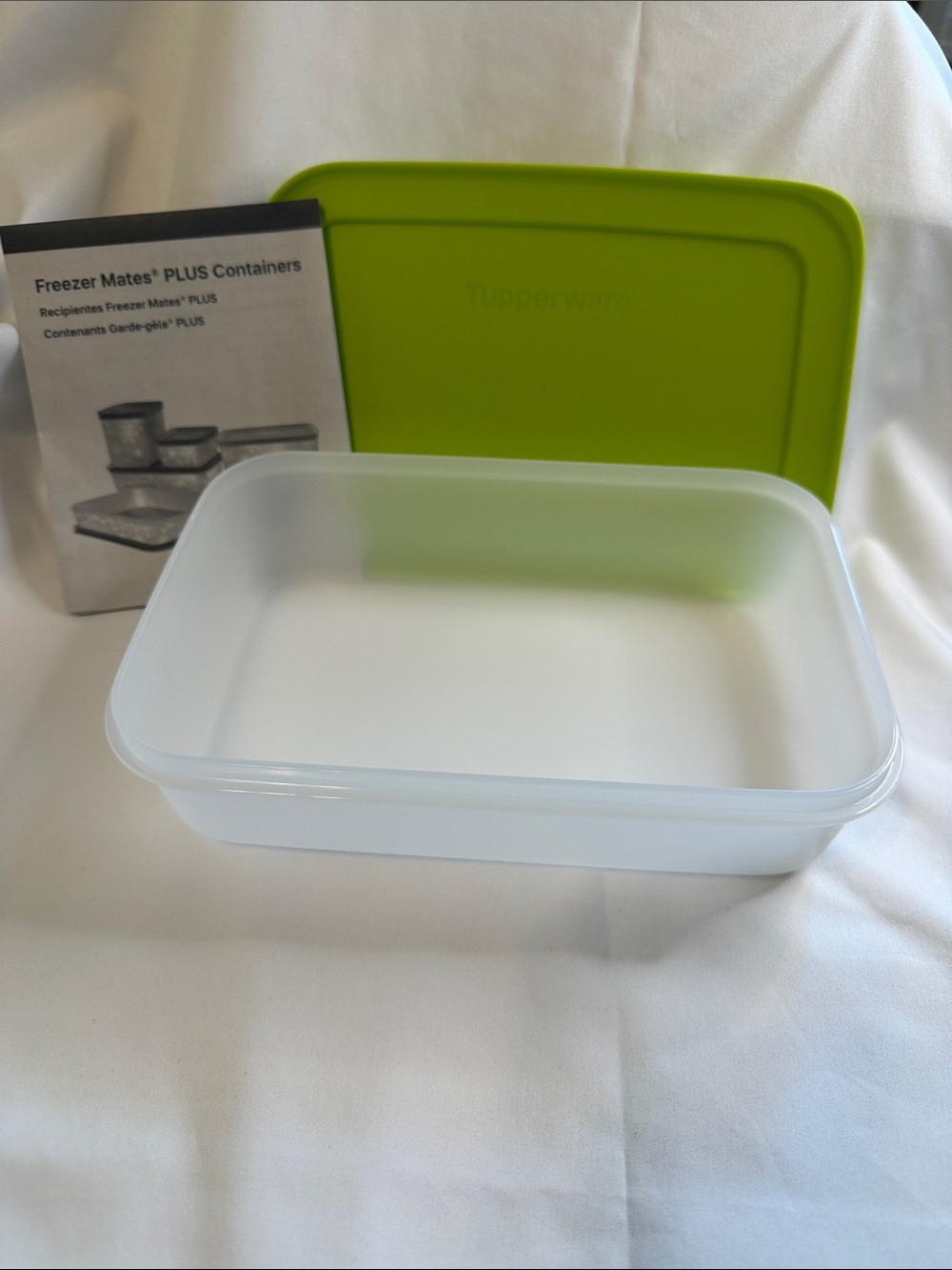 Tupperware Rectangular Food Storage Container with Lime Green Lid